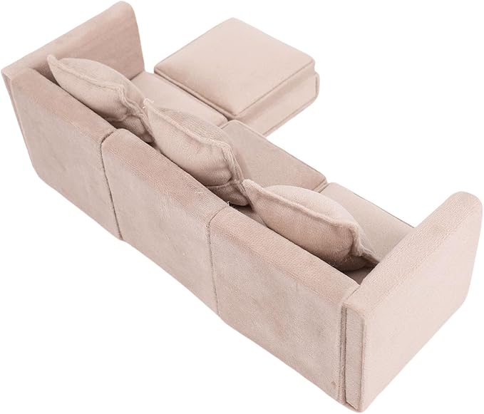 1:12 Scale Miniature Dollhouse Couch Realistic Mini Dollhouse Sofa Furniture with Pillows for Home Decor