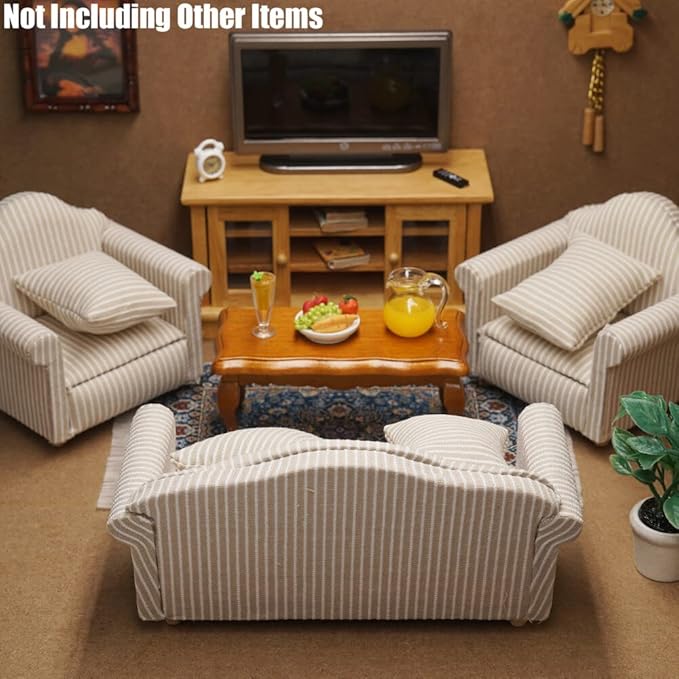 Odoria 1/12 Miniature Chair Armchair Dollhouse Furniture Accessories, Khaki