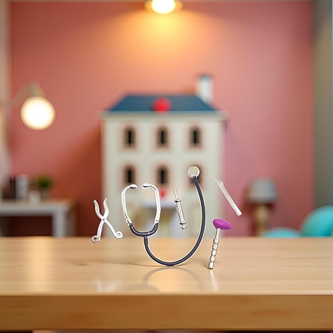 Tustao 5Pcs Dollhouse Mini Stethoscope Care Tools Dollhouse Dolls Miniature Garden Kit, Hospital Accessories Set for House Decoration Doll Miniature Dollhouse Accessories