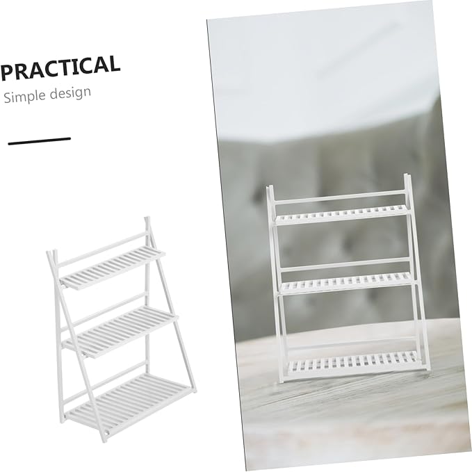 VICASKY Mini House Flowerpot Shelf Dollhouse Storage Rack Delicate Design for Miniature Scene for Home Decoration and Creative Displays