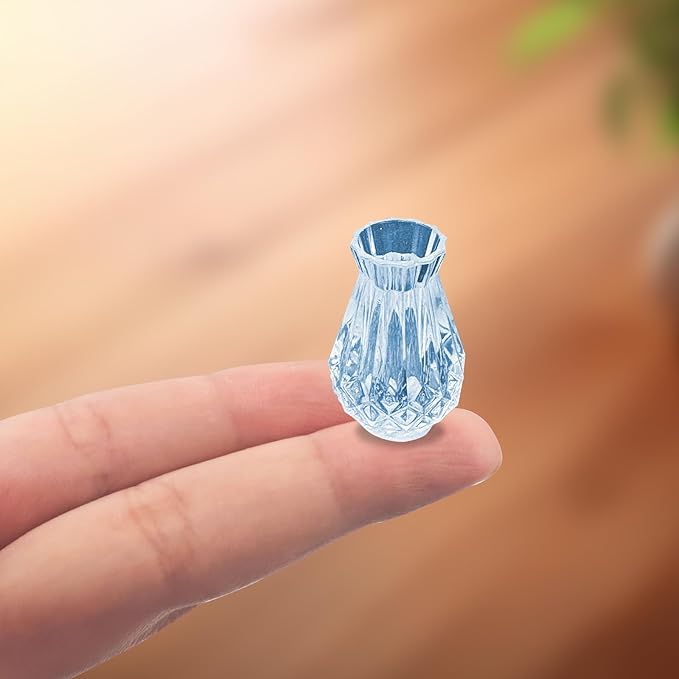 Mini Fancy Vase Resin Silicone Molds 3D Simulation Miniature Retro Diamond Vase Epoxy Casting Molds for DIY Micro Resin Dollhouse Fairy Garden Landscape Tiny Things Display Decor