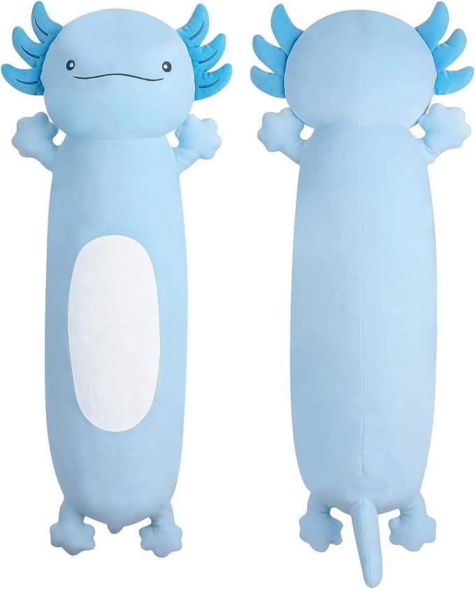 44 inch Cute Giant Blue Axolotl Plush Soft Body Pillow, Large Axolotl Stuffed Animals Toy, Squishy Plushies Gifts for Kids Boys Girls Birthday