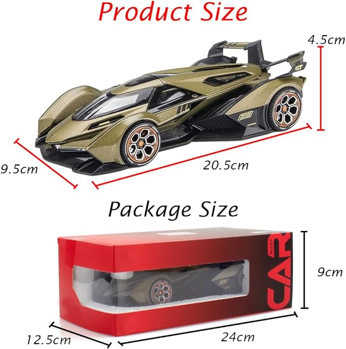 Toy Cars Model Lambo V12 Sports Race Car 1/22 Green Alloy Collectible Diecast Vehicles with Sound and Light