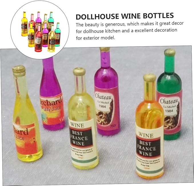 Hemoton 18pcs Small Wine Bottle in The Doll House Miniature Wine Bottle Miniature Bottles Mini Wine Bottles Dollhouse Accessories Miniature Ornaments Decoration Resin