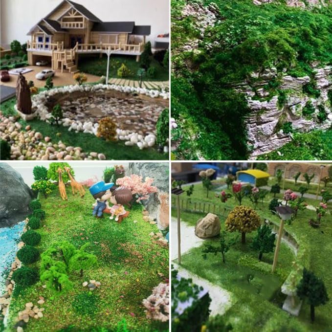 QuarenDen Scenery Basing Material Kit, 12 Bags, Basing Material Kit, Diorama Supplies, Decorative Sand, Stone, Grass, Moss Stick, River for Model Railway, Fairy Garden Diorama Scenery