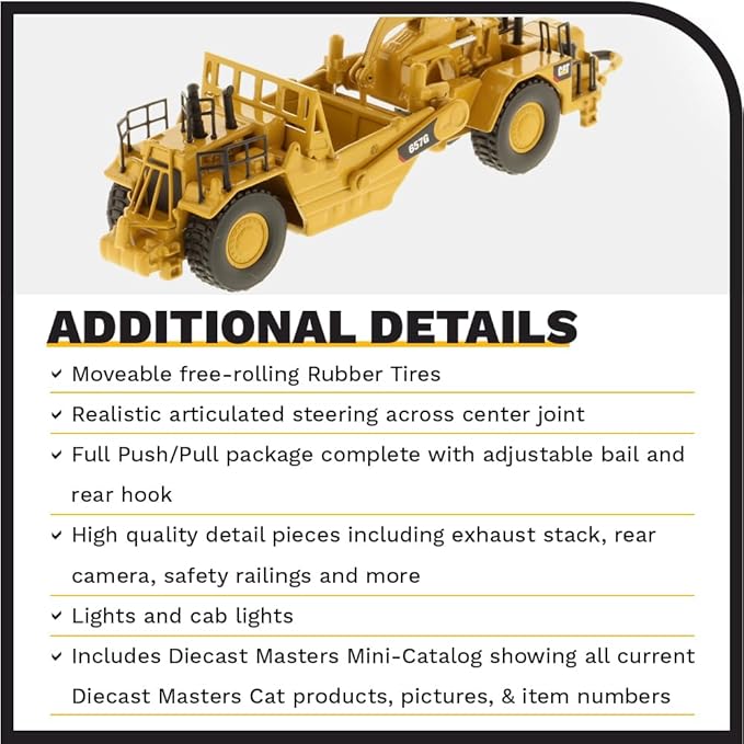 Diecast Masters 1:125 Caterpillar 657G Wheel Tractor Scraper, Elite Series Cat Truck | Scale Model Collectible Construction Trucks Truck, 85542