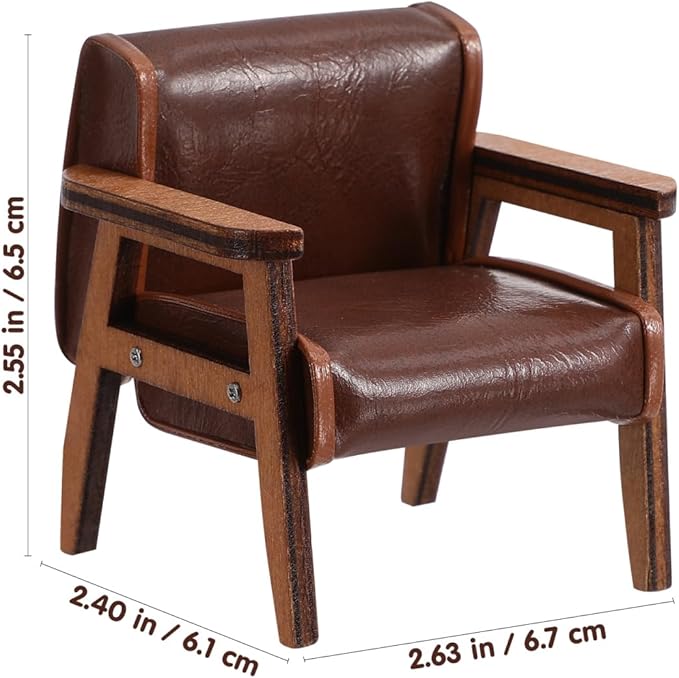 Dollhouse Sofa Armchair Upholstered Model Toy 1 12 Scale Miniature Living Room Furniture Chair Miniature Furniture Dollhouse Vintage Armchairs Mini Leather Sofa Chairs Single Sofa