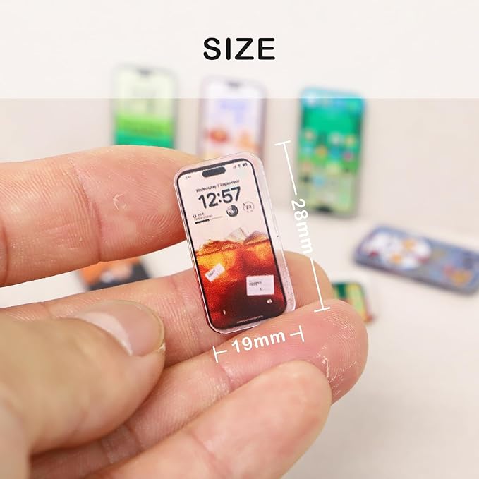 Miniature Mobile Phone, Dollhouse Mini Cell Phone, Miniature Mobile Phones Model, for Dollhouse Miniature Accessory, Fairy Garden, Diorama Decoration