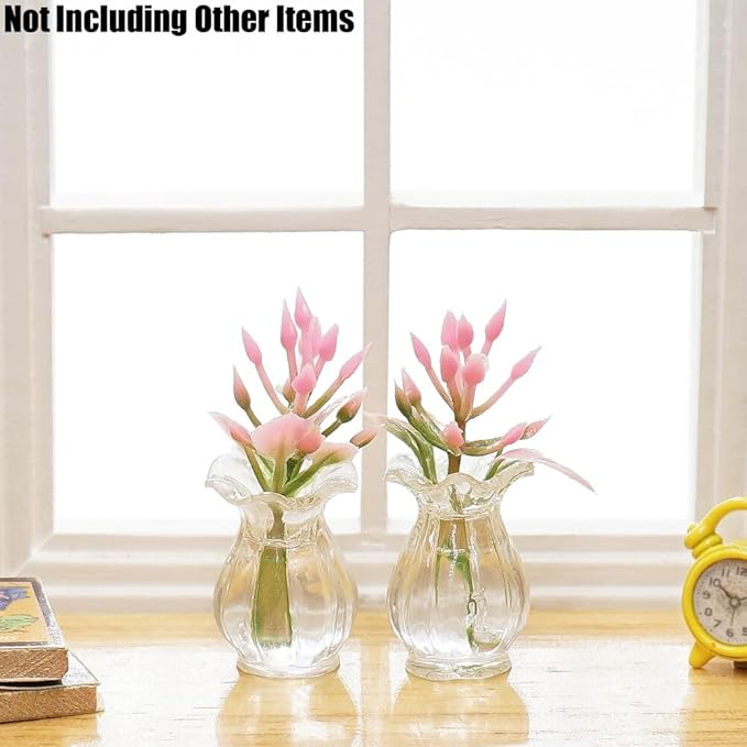 Odoria 1/12 Miniature Flower in Vase Dollhouse Decoration Accessories, 10Pcs