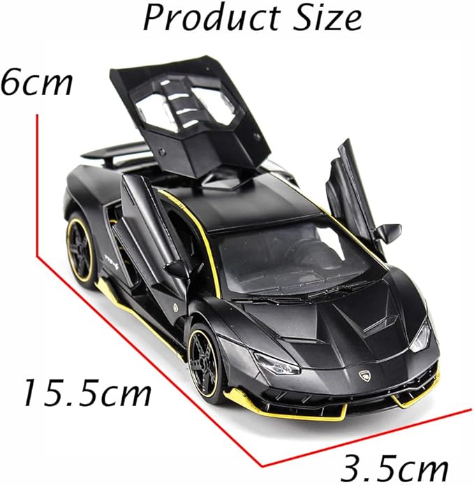 Alloy Collectible Black Lambo Toy Pull Back Vehicles Diecast Cars Model with Light & Sound