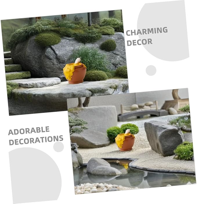 6pcs Miniature Resin Honey Pot Set Adorable Dollhouse Decor for Landscape Decorations Realistic Mini Jars for Creative Scenes and Charming Displays