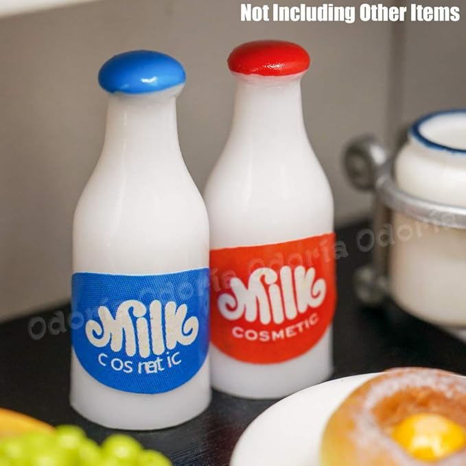 Odoria 1/12 Miniature Milk Bottles Dollhouse Decoration Accessories, 2Pcs