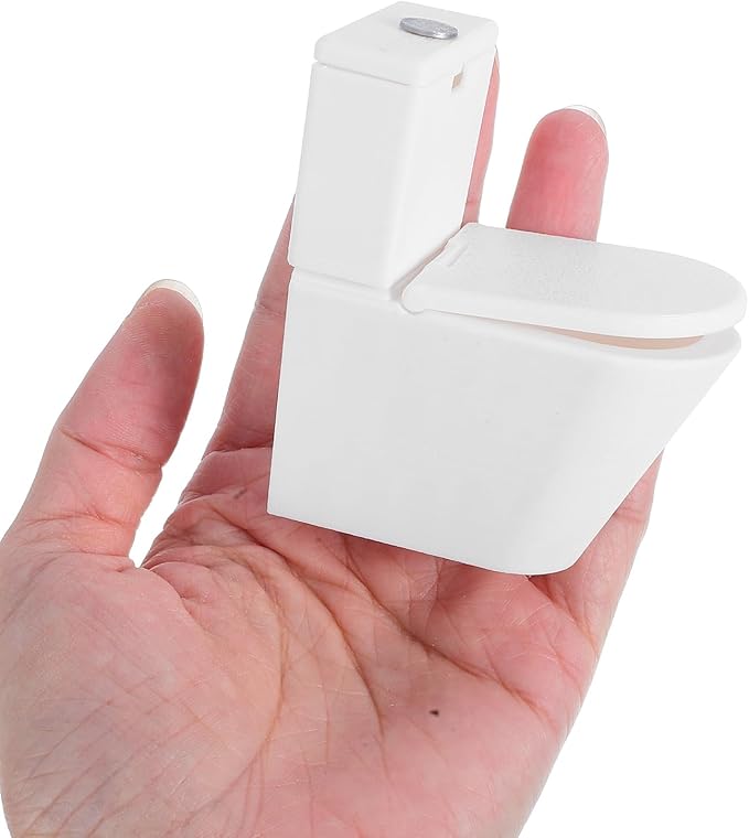 LUOZZY 2 Pcs Miniature Dollhouse Toilet with Plunger for Realistic Bathroom Model Decorations