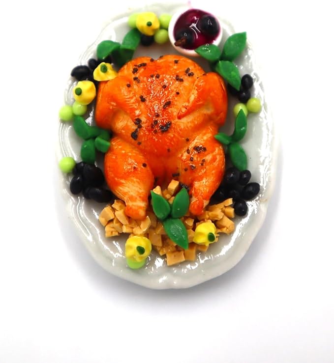 Dollhouse Food Set 2 Roasted Turkey Dollhouse Miniature Food,Tiny Food, Doll Collectibles,Doll Food, Miniature Food Toys Real for Dollhouse Kits