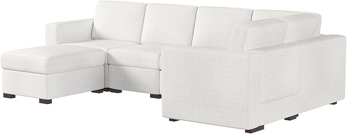 Sectional Couches for Living Room - Modular L Shaped Couch with Ottoman - Beige U Shape Sofa Furniture Set 6 Piece Modern Upholstered Oversized Daybed Sleeper Sofas