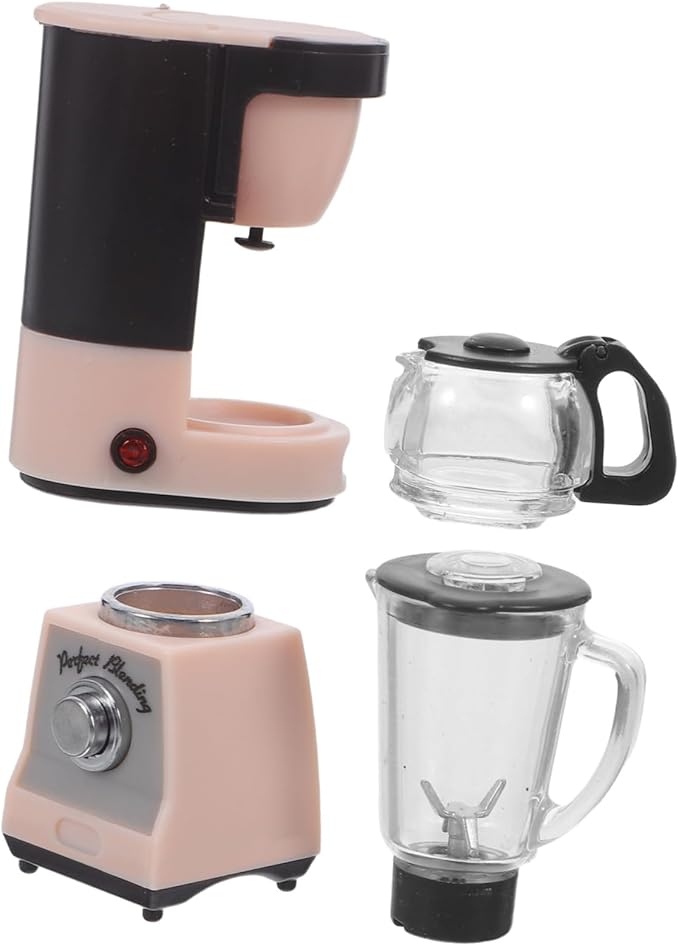 1 Set Scale Miniature Dollhouse Coffee Maker Charming Kitchen Appliance Prop with Realistic Coffee Pots Juicer Interactive Dollhouse Accessories for Creative Play