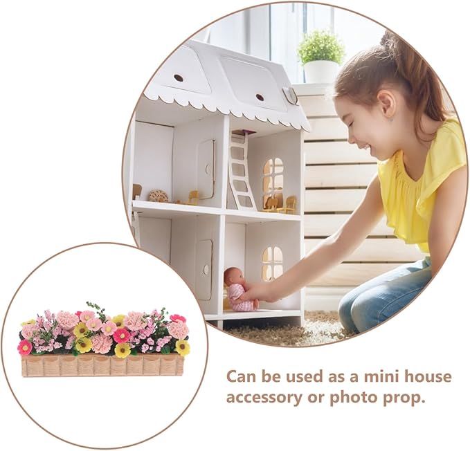 Angoily Miniature Plant Flower Potted, 1 12 Scale Doll House Miniature Plant Model, Dollhouse Fairy Garden Bonsai Model, Dollhouse Pots for Decoration