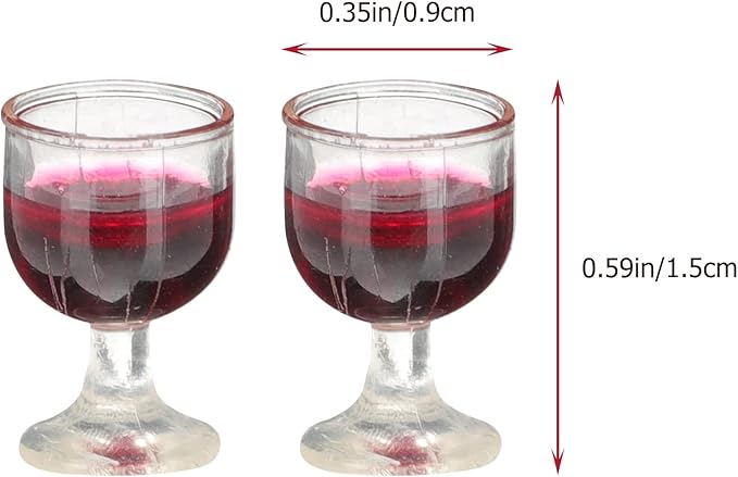 LUOZZY 10Pcs Dollhouse Wine Glasses 1:12 Miniature Red Wine Goblet Cups Model for Dollhouse Ornament Mini Kitchen Decor Accessories