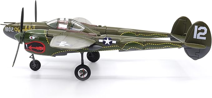 Motor city classics 1:72 Scale Military Diecast Collectible | USAAF Lockheed P-38J-10-LO Lightning Interceptor - 2nd Lt. Joseph E Ficklin | Militaria Diecast Model 27296-41