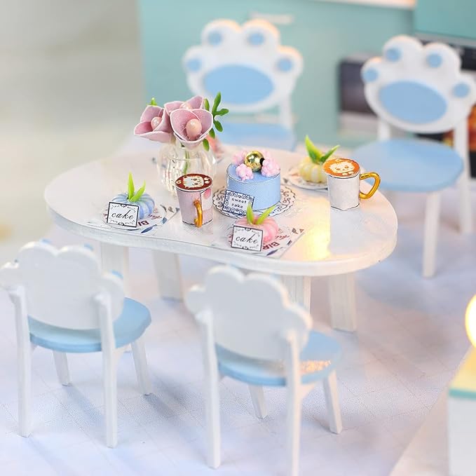GuDoQi DIY Miniature Dollhouse Kit, Tiny House kit with Furniture, Miniature House Kit 1:24 Scale, Great Gift for Birthday Christmas Day, Beautiful Blue Room