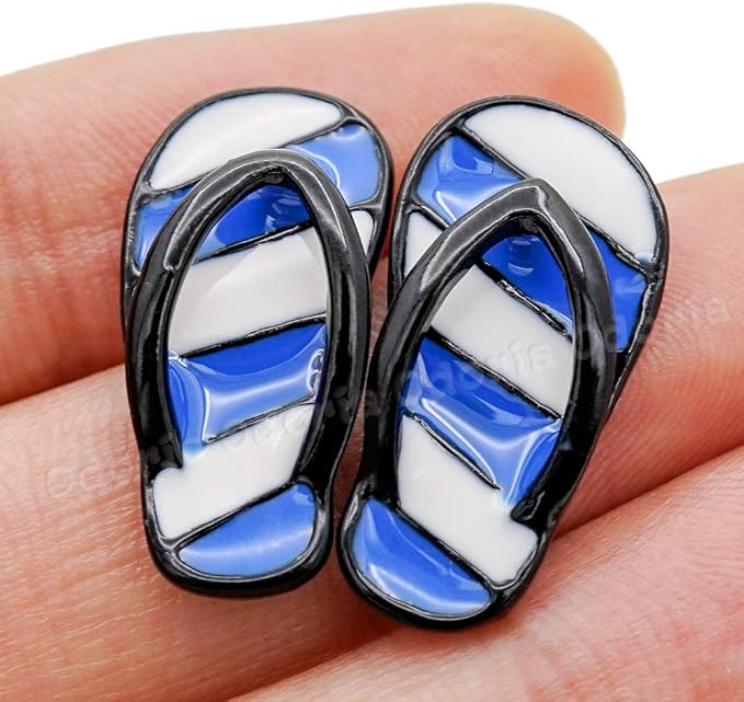 Odoria 1/12 Miniature Beach Flip Flops Dollhouse Decoration Accessories, Blue