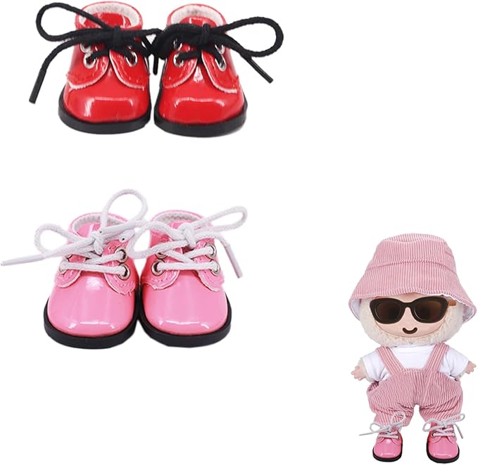 2 Pairs Mini Shoes 1/8 BJD Doll Shoes PU Leather Cute Elf Shoes (2 Colors)