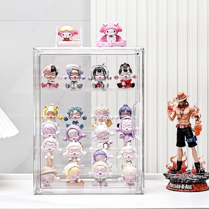 Clear Acrylic Display Case, 5 Tier Large Acrylic Blind Box for Figures, Dustproof Storage Organizer with Magnetic Door for Action Figures Toys, Stackable Collectibiles Showcase