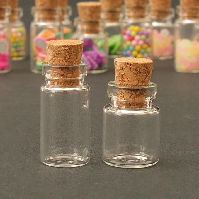 10Pcs Glass Jars, Mini Canister Empty with Cork, 1:12 Scale, Miniature Food Container Set