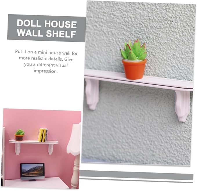 Doll House Wall Shelf Set Miniature Storage Shelves 1:12 Scale Miniature Furniture for Dollhouse