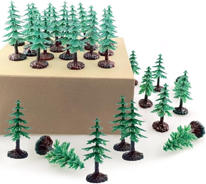 FAZHBARY 30 PCS Miniature Trees Miniature Christmas Tree Figurines for Crafts Plastic Trees Scenery Landscape Model Pine Tree Diorama Trees