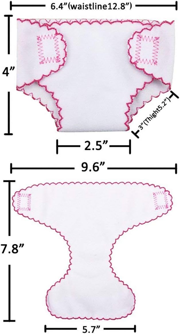 DC-BEAUTIFUL 4 Pcs Diapers, Underwear and 2 Pcs Bibs for 14-18 Inch Baby Dolls, Suitable for Infant Baby Girls Boys