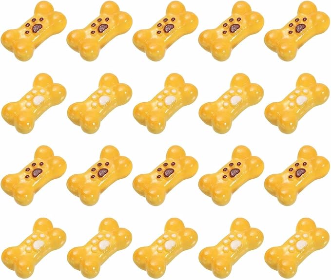 Dollhouse Miniature Food, Cute Mixed Bone Biscuits Figures Toys Mini Resin Foods Trinkets for Pretend Play Kitchen Cooking Game & Doll House Decor (Mixing Colors, 20pcs)