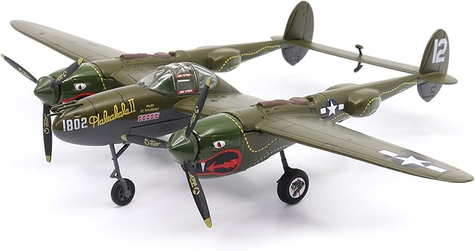 Motor city classics 1:72 Scale Military Diecast Collectible | USAAF Lockheed P-38J-10-LO Lightning Interceptor - 2nd Lt. Joseph E Ficklin | Militaria Diecast Model 27296-41