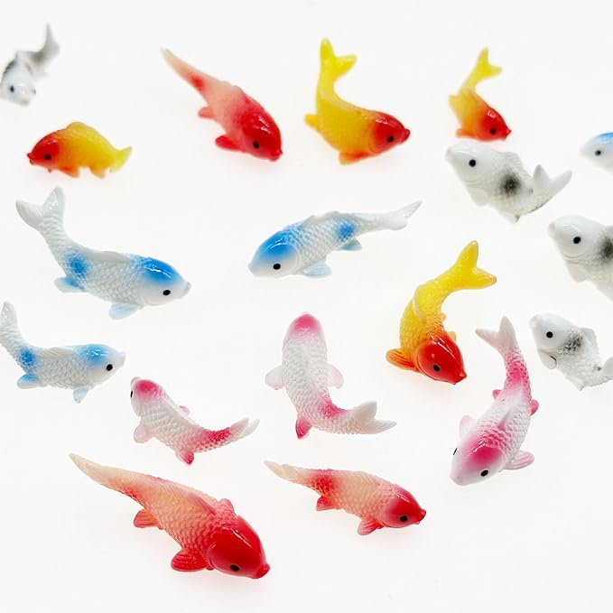 Cayway 20 PCS Miniature Goldfish, Mini Goldfish Decor Resin Goldfish Model Decorative Statues Fairy Garden Animals for Plant Pots Bonsai Craft, Micro Landscaping Decoration