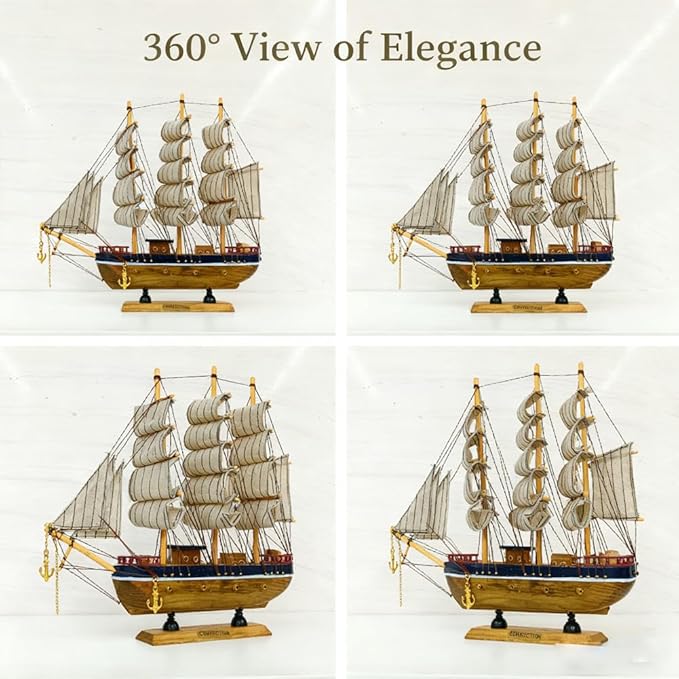 Model shipHandmade Crafts Sailing Ocean Theme Smooth Sailing Model Mediterranean Sailing Wooden Sailing Boat Suitable for Home Office Desktopssailboat Model(Brown) Ship