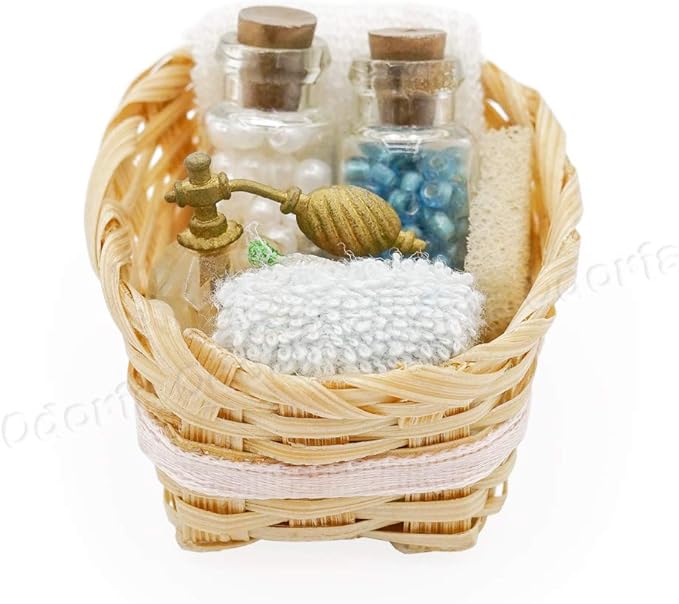Odoria 1/12 Miniature Basket with Perfume Dollhouse Bathroom Accessories