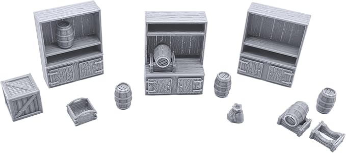Tavern Bar Furniture Set - DND Terrain - Tabletop RPG Scenery and Wargame Terrain 28mm Miniatures