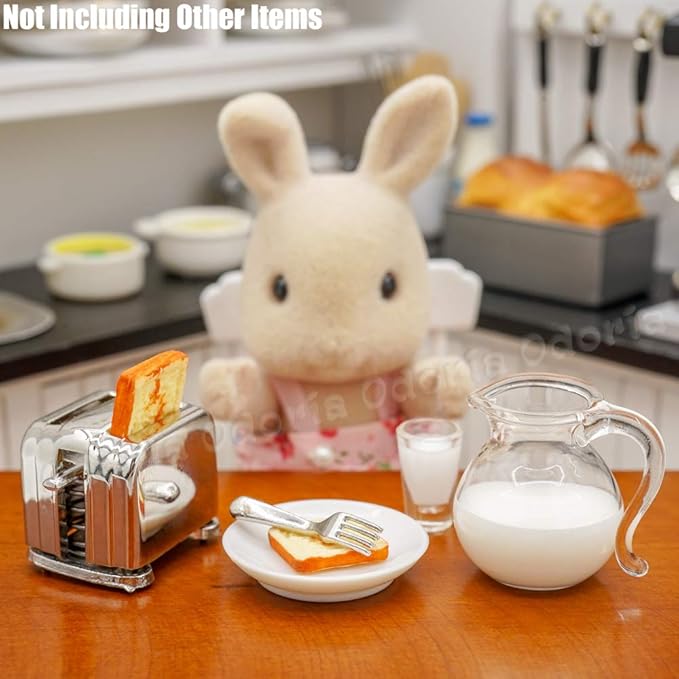 Odoria 1/12 Miniature Milk Pitcher and Toaster Dollhouse Decoration Accessories