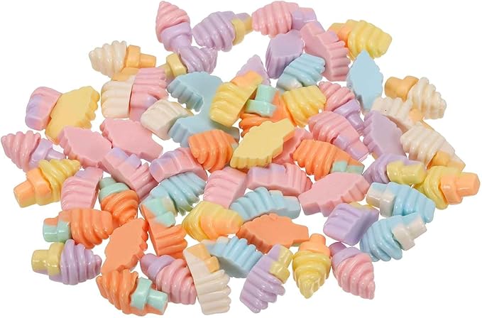 Mini Cute Ice Cream Decor, Miniature Doll Food Crafts for Dollhouse & Landscape & Mini Kitchen & Micro Fairy Garden & DIY Craft Decoration(Light Colors, 60pcs)