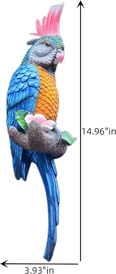 coolboy Hanging Parrot Decor,Bird Statues,Tropical Real Resin Bird Figurines,Parrot Sculpture Home Decor,Perfect for Yard Ornaments,Tree Decorations Outdoor,Patio,Lawn,Tree Trunk, Porch