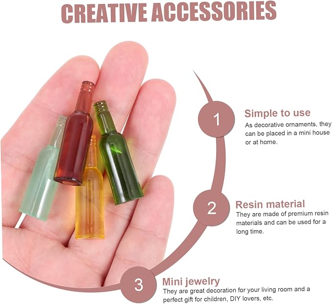 Alasum 24pcs Miniature Wine Bottles Resin Mini Bottle Models for Dollhouse and House Scene Decor Creative Accessories for Miniature Home Design
