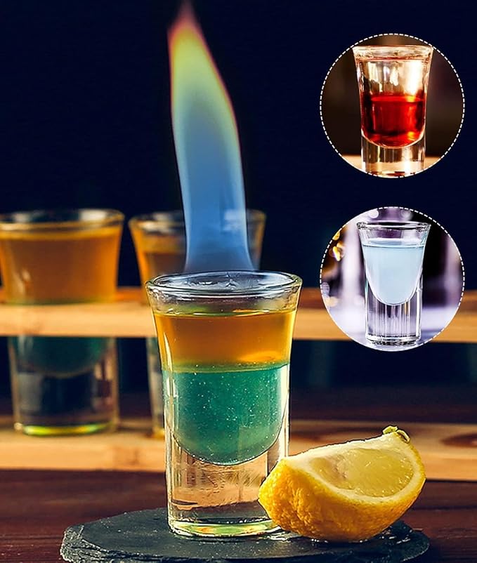 Goldmeet Mini Shot Glass Set, 0.5oz/15ml 6pcs Clear Bullet Cups with Heavy Base, Cute Whiskey Glasses Set Small Glass Cups, Perfect for Party, Bar, Club, Cocktail Favor Housewarming Gift