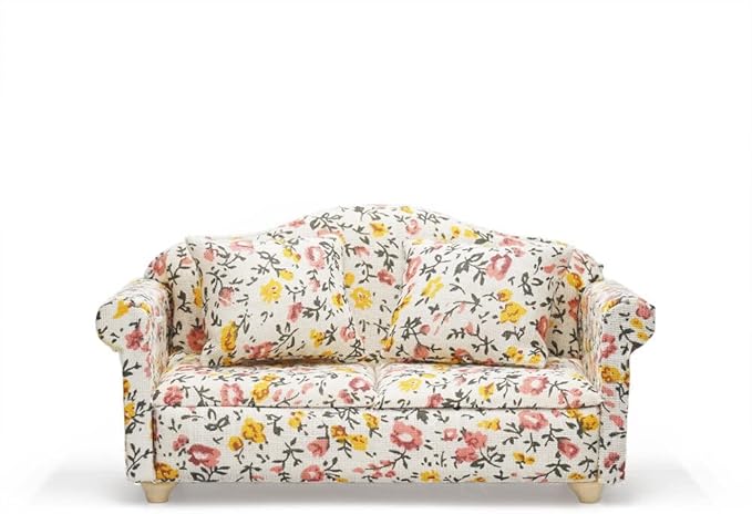 Odoria 1/12 Miniature Couch Sofa Dollhouse Furniture Accessories, Floral Pattern