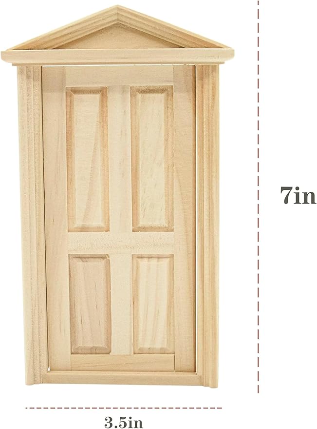AUEAR, 1:12 Miniature Furniture Unpaint Wooden Doors for DIY Scene Home Craft (4 Panel)