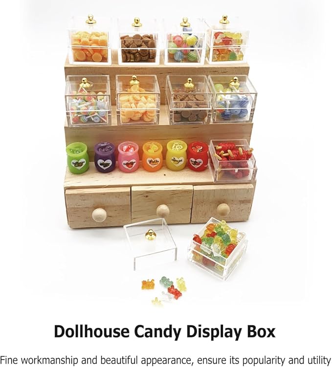 Wakauto 10Pcs Transparent Dollhouse Mini Storage Box for Candy Display and Decoration Clear Bottles 1 12 Doll House Plastic Containers for Crafting and Miniature Dollhouse Accessories
