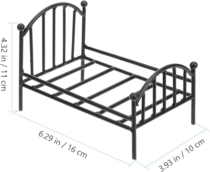 Miniature Metal Bed Frame, Mini Single Doll Bed Model, Dollhouse Furniture Flower Pot Stand for Photo Props, Dollhouse Bedroom Accessories