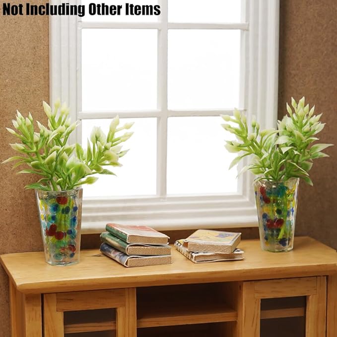 Odoria 1/12 Miniature Potted Plants 2Pcs Dollhouse Decoration Accessories, Multicolored
