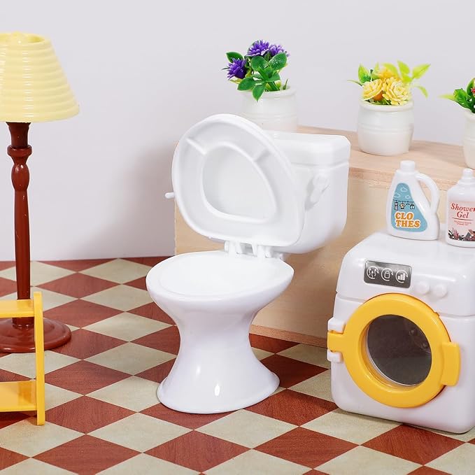 Zerodeko Mini Dollhouse Toilets 1 12 Scale Realistic Bathroom Furniture Accessories for Dollhouse Decoration and DIY Craft Display