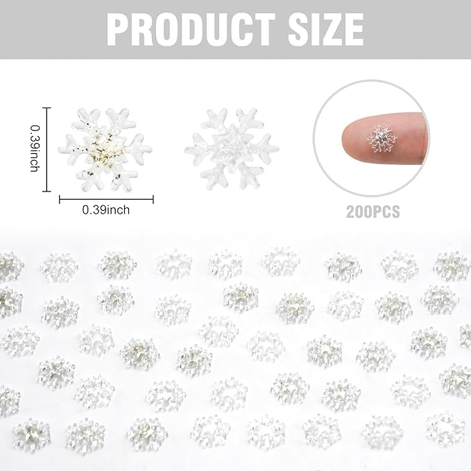 200 Pieces Mini Snowflakes for Craft Dollhouse Miniatures Transparent Tiny Snowflakes Tiny Christmas for Dollhouse Fairy Garden Micro Landscaping Decoration