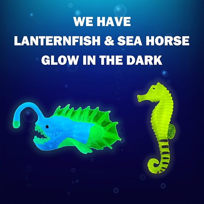Color Changing Mold Free Bath Toys for Toddlers & Kids - Color Change Sea Creatures Ocean Animal Toys & Glow in The Dark Toy with Bath Book (13 Pack)